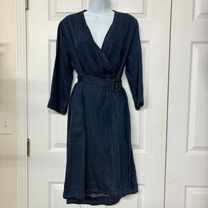 Soft Surroundings Traviata Tencel Wrap Dress Chambray Sz MP